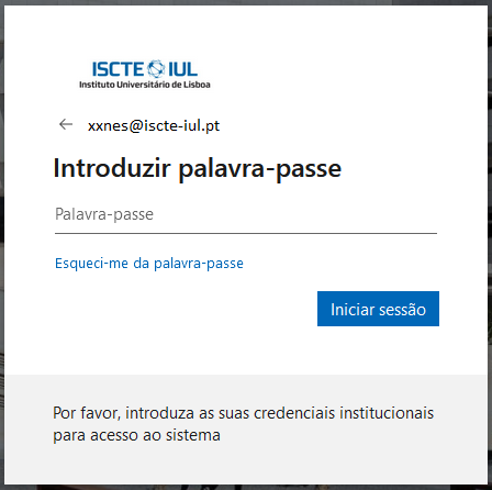 Outlook Web - Introduzir a palavra-passe